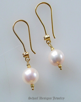 Schaef Designs Champagne diamond pearl & 18kt Solid Gold Dangle Earrings | New Mexico